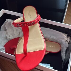 RED THONG GIVENCHY SLIDES SANDALS NEW